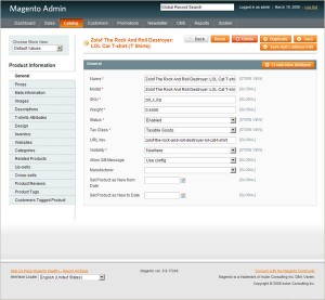 Magento Administrationsoberfläche