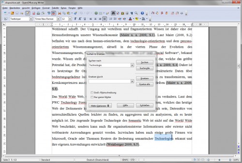 Suchfunktion in Openoffice Writer