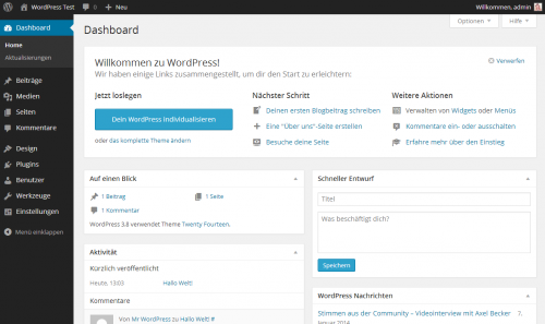 WordPress 3.8 Backend