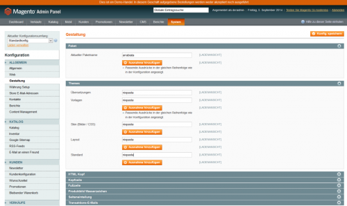 Magento RWD: Custom Theme aktivieren