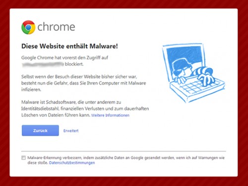 Blockierte Website in Chrome