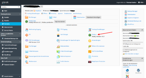 node on plesk