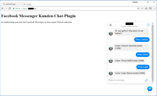 Facebook Messenger Kunden-Chat-Plugin