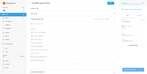 dialogflow Smalltalk Intent