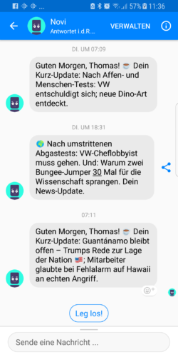 Personalisierung beim Novi Bot